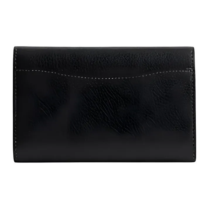 COACH Polished Pebble Leather Wallet Medium Size Women's Black-1