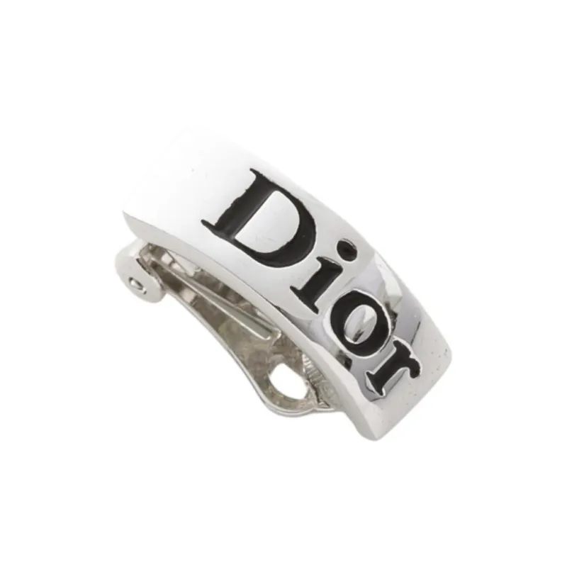 DIOR Metal Clip-On Earrings Unisex Silver-2