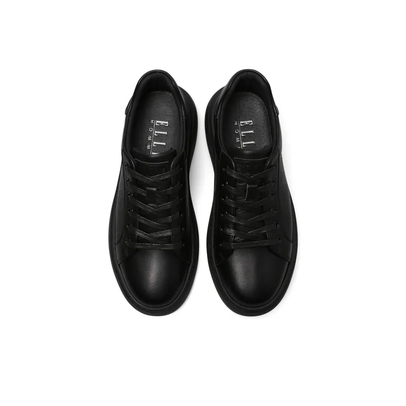 ELLE HOMME Low Top Casual Skateboard Shoes Trendy Lightweight Slip Resistant Men's Black-2