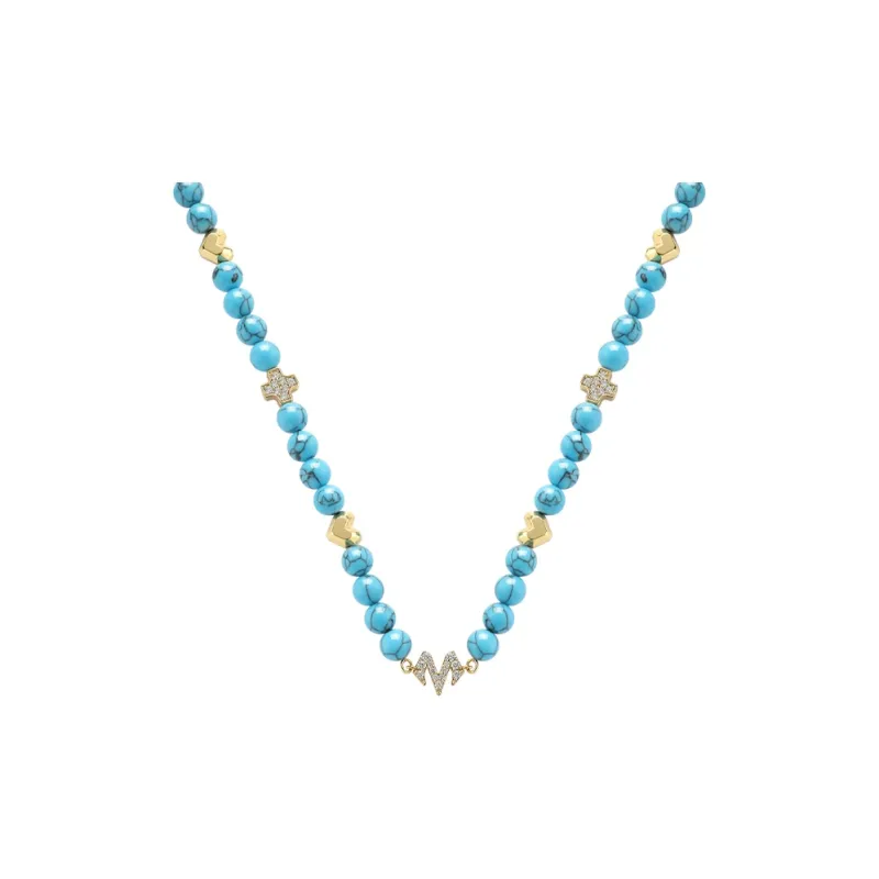 BABAMA Synthetic Blue Turquoise Necklaces Unisex-2