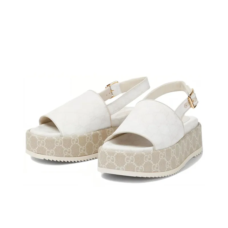 GUCCI Women's Platform Gg Sandal 'White Beige' Women's-0