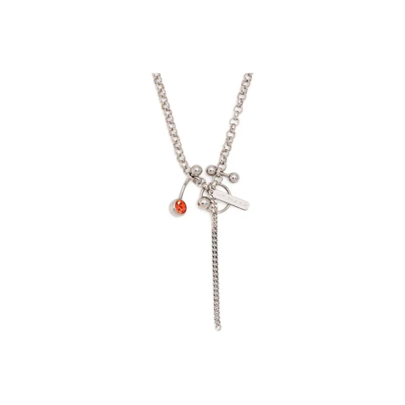 JUSTINE CLENQUET Crystal Brass Palladium-Plated Necklaces Women's Silver-1