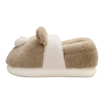 MINISO Adorable Bear Winter Slippers With Thickened Plush Heat Retaining Indoor Slip Resistant Unisex