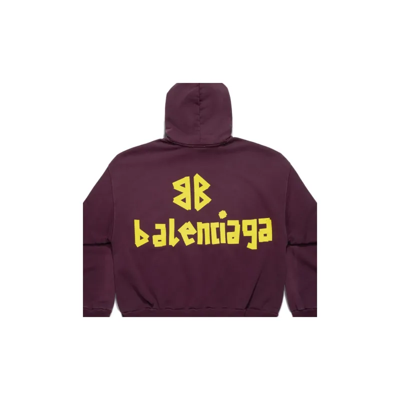 Balenciaga Tape Type Ripped Sweatshirts Men Deep Red-2