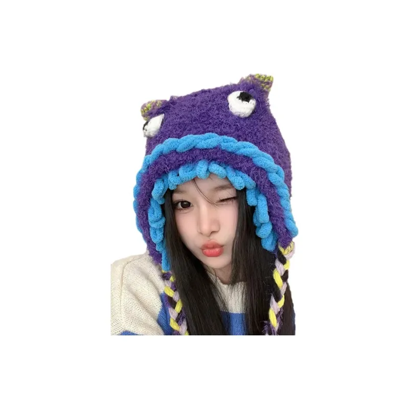 PISHUSHU Polyester Beanies Women's Purple Pink-1