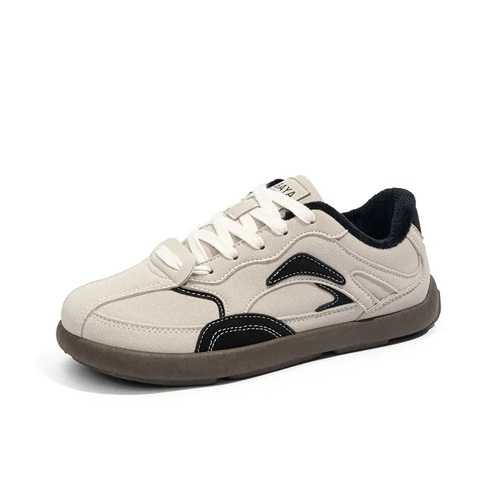 BABAYA KIDS Warm Anti Slip And Wear Resistant Low Top Skateboard Shoes Women's Beige Brown-1