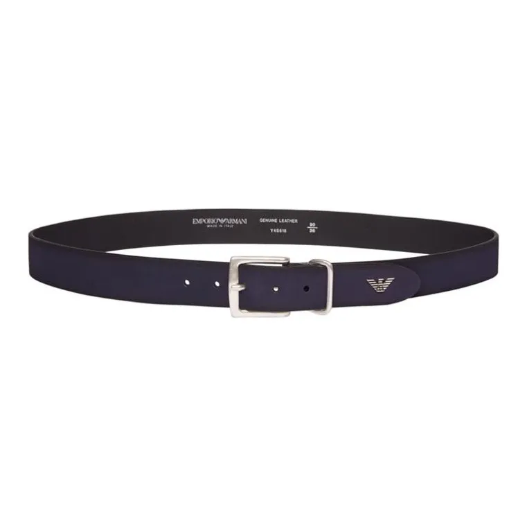 EMPORIO ARMANI Top Grain Cow Leather Belts Men's Blue/Black -0