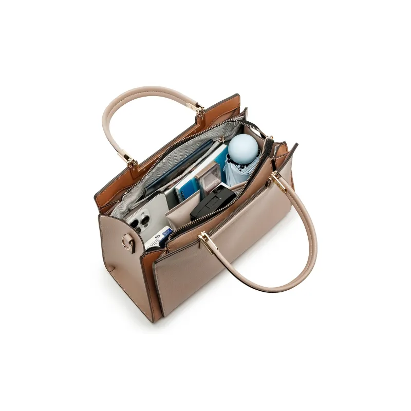 FAIRWHALE Cow Leather Tote One Shoulder Handbag Women's Multicolor-4