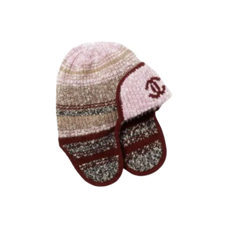 CHANEL Cashmere Trapper Hats Unisex Pink-1