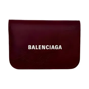 Balenciaga Calfskin Wallet Women's Brick Red