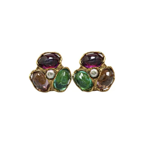 SAINT LAURENT Gold-Plated Artificial Pearl Resin Clip-On Earrings Women's Gold