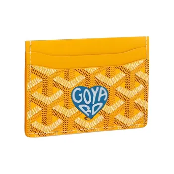 GOYARD Saint-Sulpice Canvas With Leather Dog's Teeth Card Clip Card Holder Unisex Yellow Multicolor Blue Little Heart
