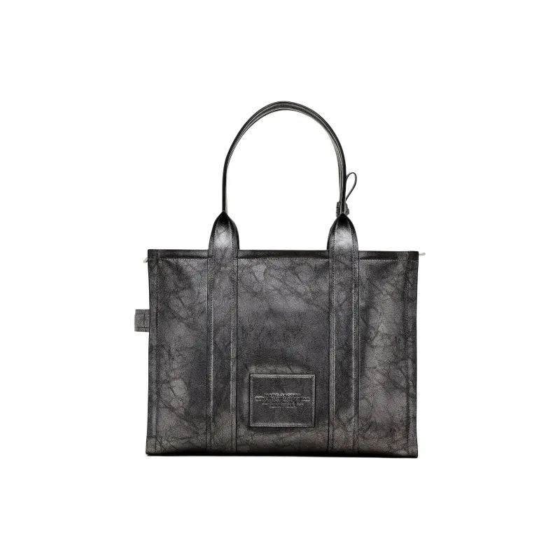 MARC JACOBS The Large Metallic Distressed Leather Tote Bag Grey-2