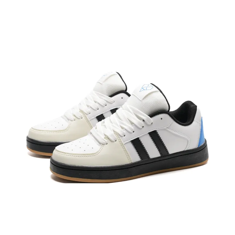 KAAVER OTTO Slip Resistant, Abrasion Resistant, Lightweight, Breathable Low Top Skateboard Shoes Unisex White Black-2