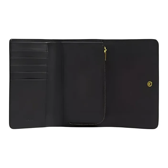 COACH Polished Pebble Leather Wallet Medium Size Women's Black-2