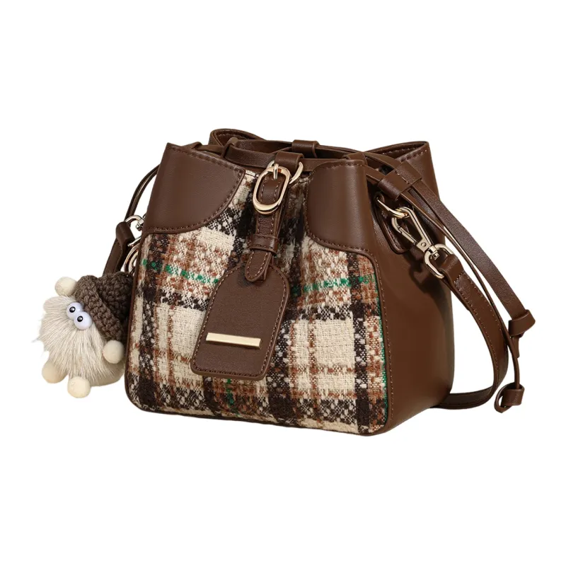 COMELY Fabric With Synthetic Leather Shoulder Bag Regular Women's Coffee-2