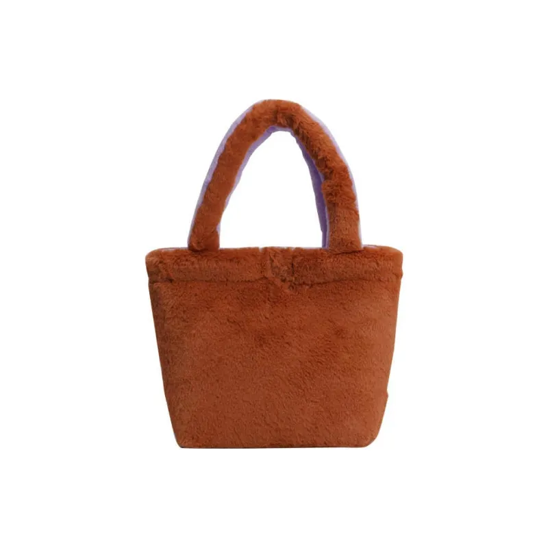 POTDEMIEL × Disney Collaboration Polyester Tote Bag, Shopping Bag, Handbag Women's Brown & Taro Purple-2