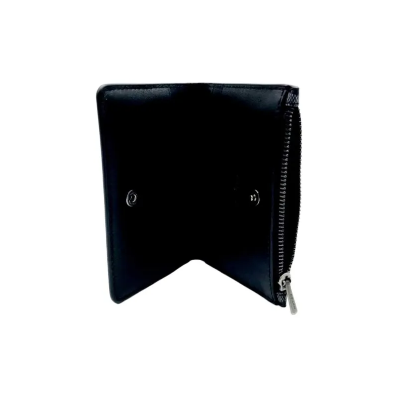 COACH Signature Coated Canvas And Smooth Calfskin Card Holder, Wallet Regular Men's Black-3