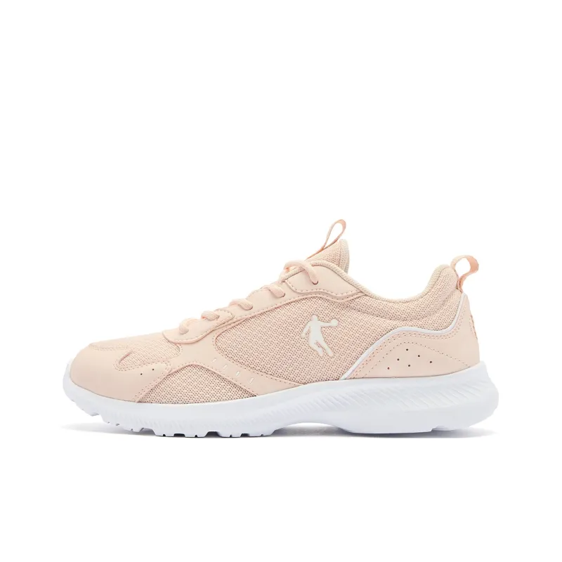QIAODAN Anti Slip Wear Resistant Low Top Casual Running Shoes Women's Pink White-0