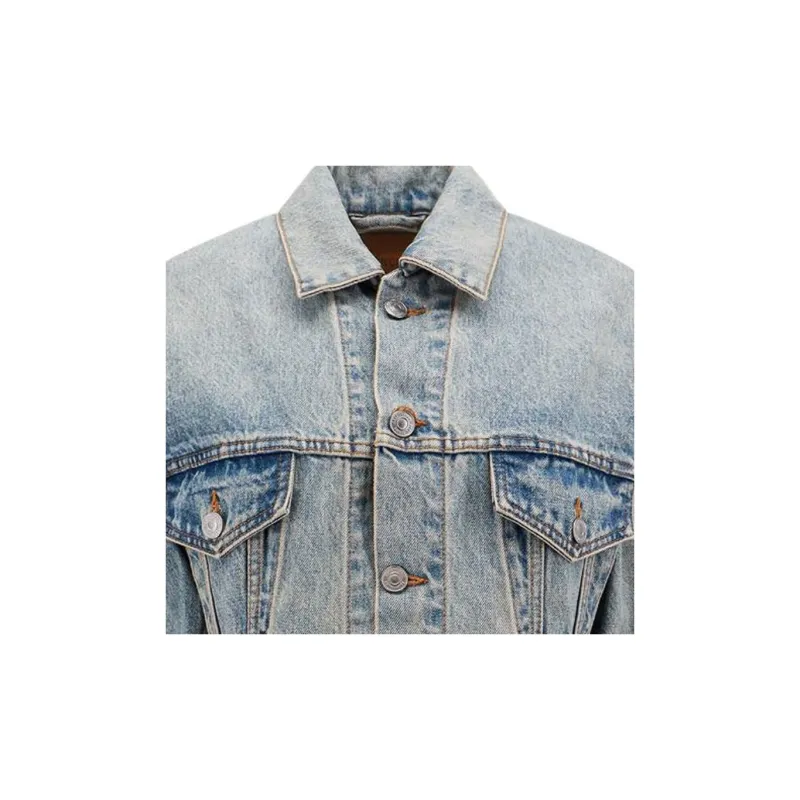Balenciaga Collared Button Up Denim Jacket-6