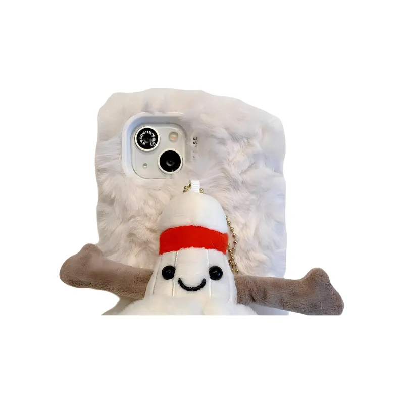Sopi Plush Material Furry 3D Effect Badminton Phone Cases Compatible With IPhone 16/15 Pro Max/Apple 13/14 Pro Max/12-1