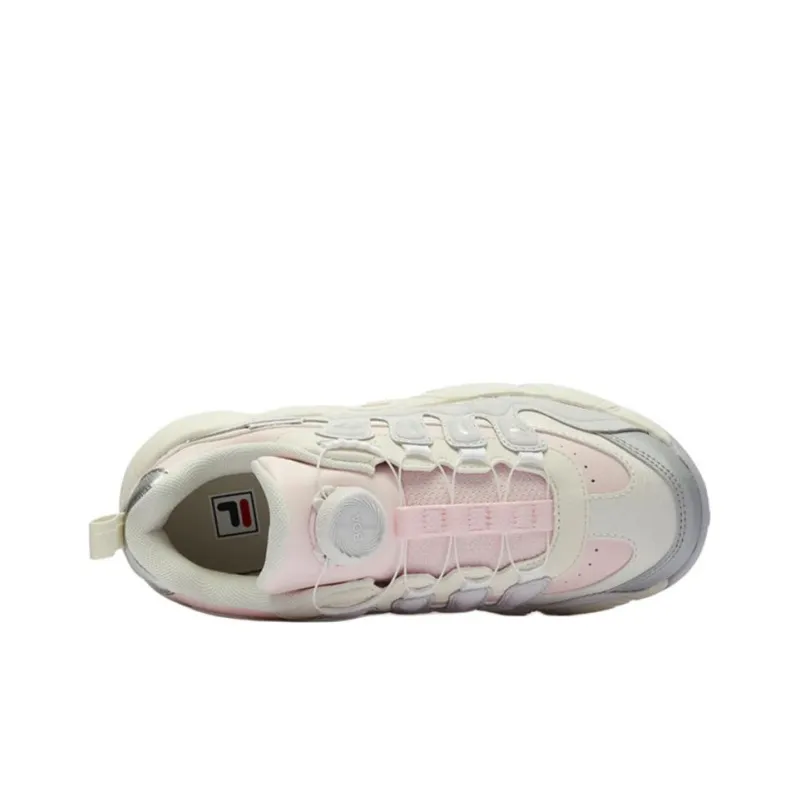 FILA KIDS Anti Slip Wear Resistant Low Top Children's Basketball Shoes Rose Pink White Unisex-4