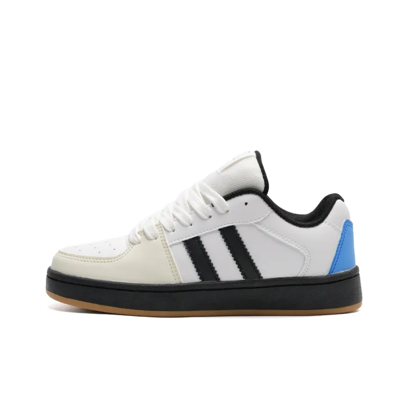 KAAVER OTTO Slip Resistant, Abrasion Resistant, Lightweight, Breathable Low Top Skateboard Shoes Unisex White Black-1