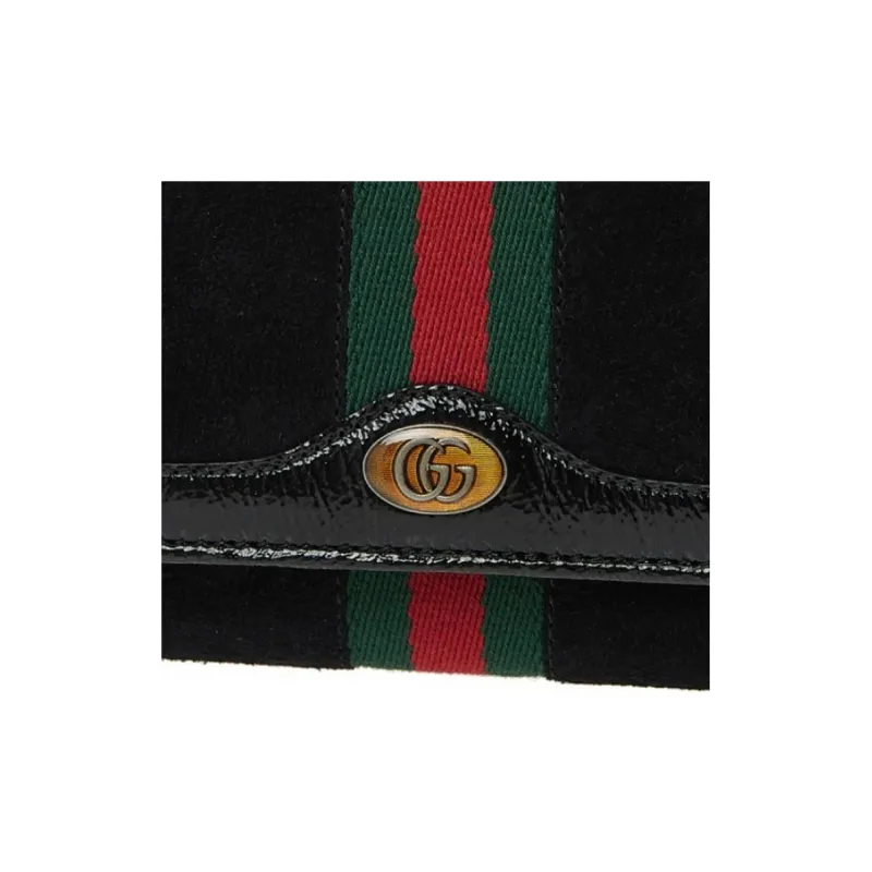 GUCCI Ophidia Suede Patchwork Patent Leather Wallet Clutch Crossbody Bag Shoulder Bag Women's Black-7