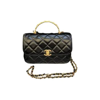 CHANEL Pearlescent Lambskin Shoulder Bag, Crossbody Bag, Handbag Women's Black