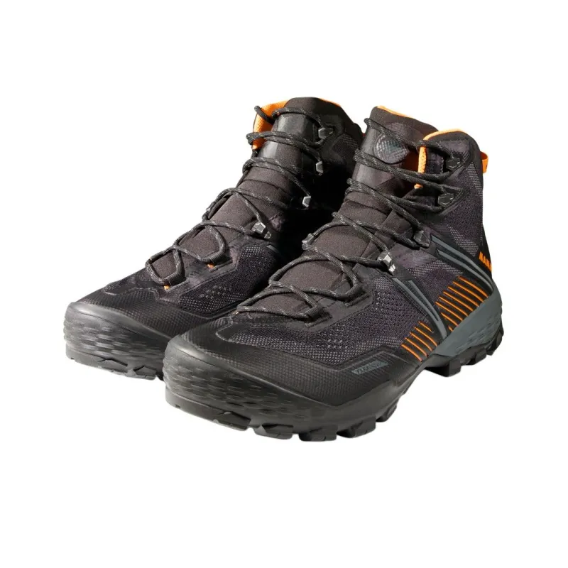 MAMMUT Ducan Shock Absorbers Slip Resistant Breathable High Top Hiking Shoes Men's Black Orange-2