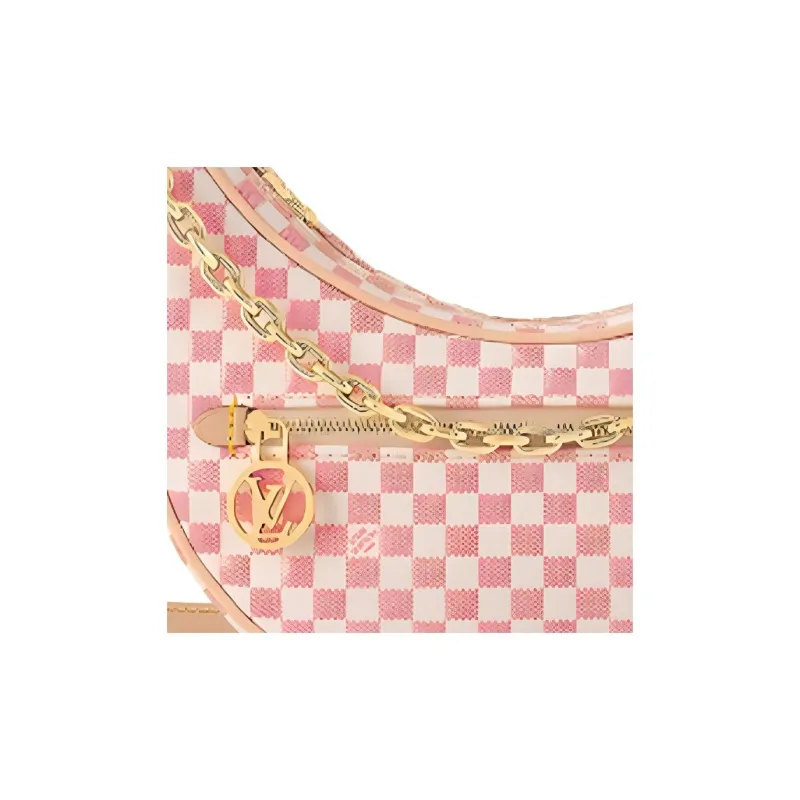 LOUIS VUITTON Loop Canvas With Leather Crescent Bag, Handbag, Shoulder Bag Women's Pink & White-1