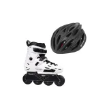 Black White Roller Skates+Black Helmet S/M (Head Circumference 54-58cm)