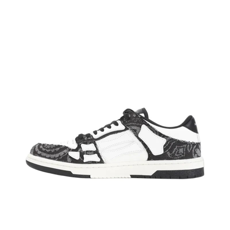AMIRI Bandana Denim Low Top Skateboard Shoes Men's Black White-0