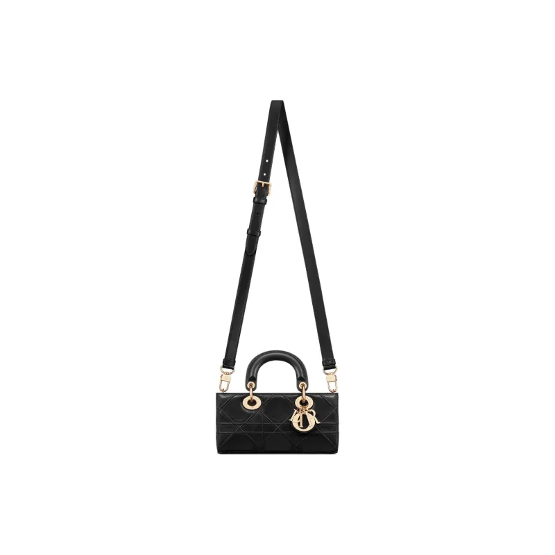 DIOR Lady D Joy Extra Large Wicker Pattern Sheepskin Shoulder Bag, Crossbody Bag, Handbag Small Size Women's Black-1