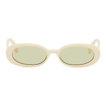 Le Specs Polymer Oval Sunglasses Unisex Beige