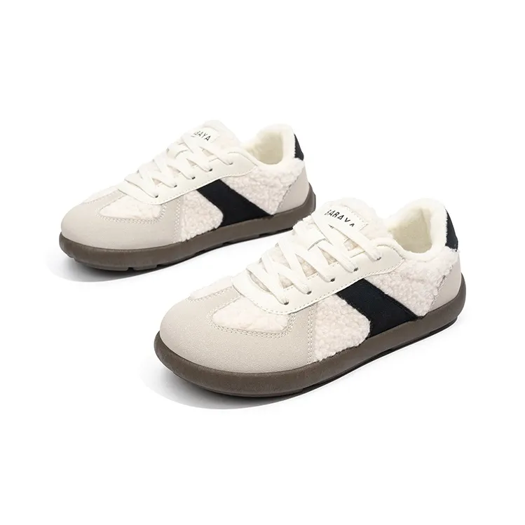 Babaya Anti Slip And Wear Resistant Warm Low Top Kids' Skateboarding Shoes Black Beige Teenagers-3