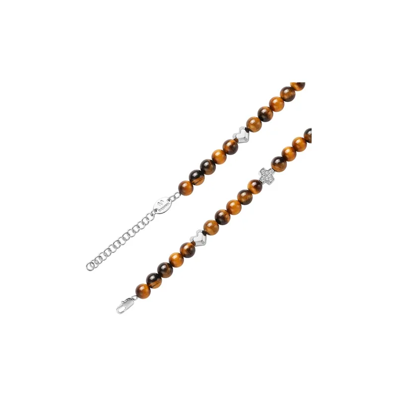 BABAMA Tiger's Eye Stone Jade Necklace With Bead Chain Unisex-2