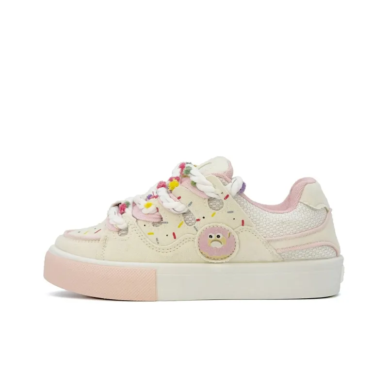 OAOQ Low-Top Skateboard Shoes Unisex White Yellow Blue-21