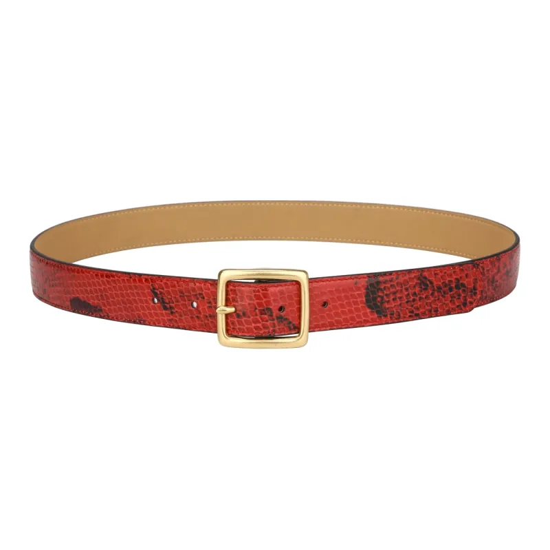 CATELLES Top Grain Cow Leather Leather Belts Women's Black/Red 2.8cm-9
