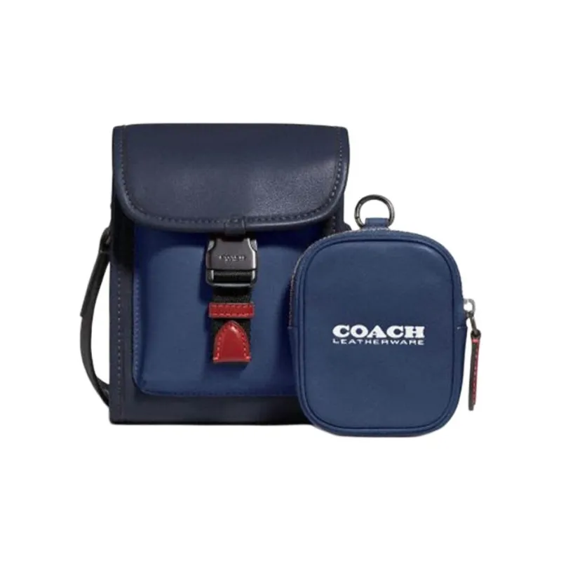 COACH Charter Cow Leather Shoulder Bag, Crossbody Bag Unisex Midnight Marine Blue-0