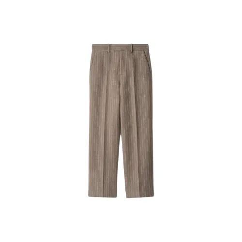 Burberry Pinstriped Wool Blend Tailored Trousers Casual Pants Men's Brown