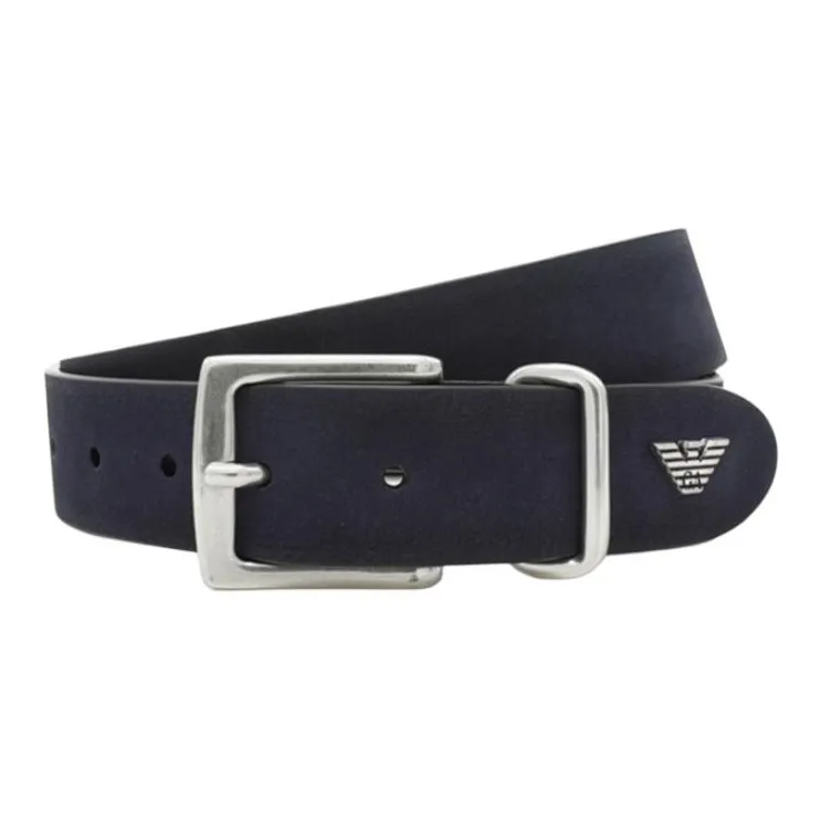 EMPORIO ARMANI Top Grain Cow Leather Belts Men's Blue/Black -1