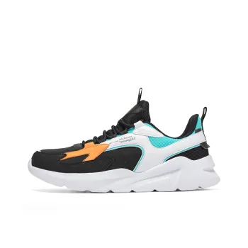 Erke Lightweight And Wear resistant Low Top Casual Running Shoes Men's Black White Blue