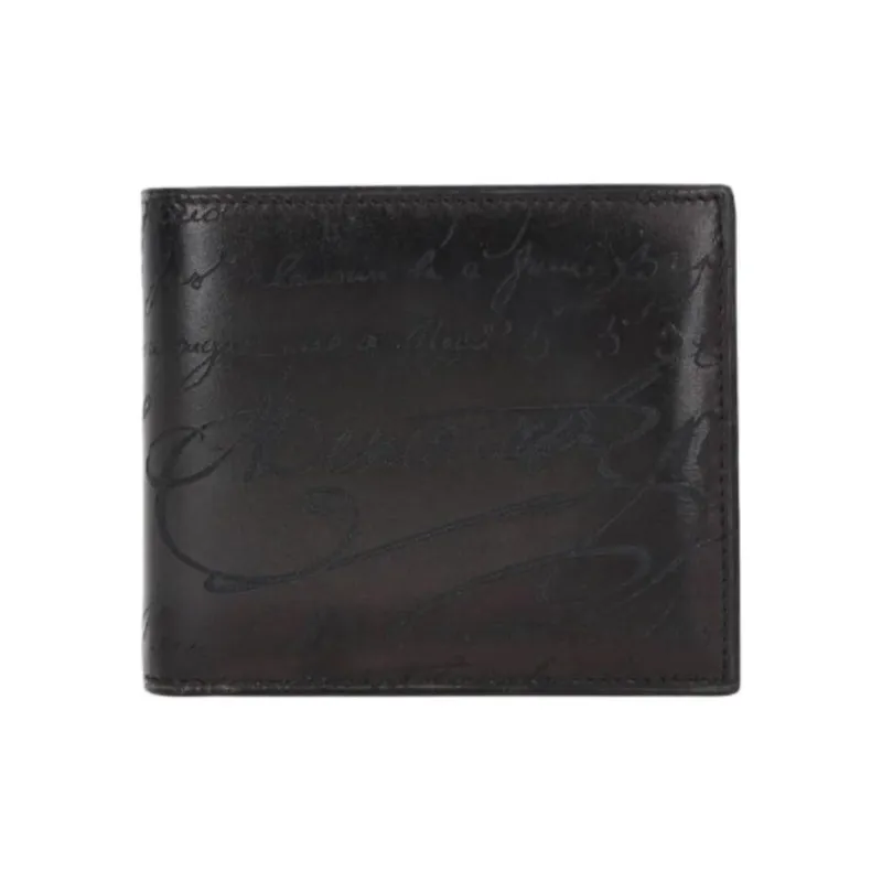 BERLUTI Calfskin Wallet Men's Black Gray Color-0