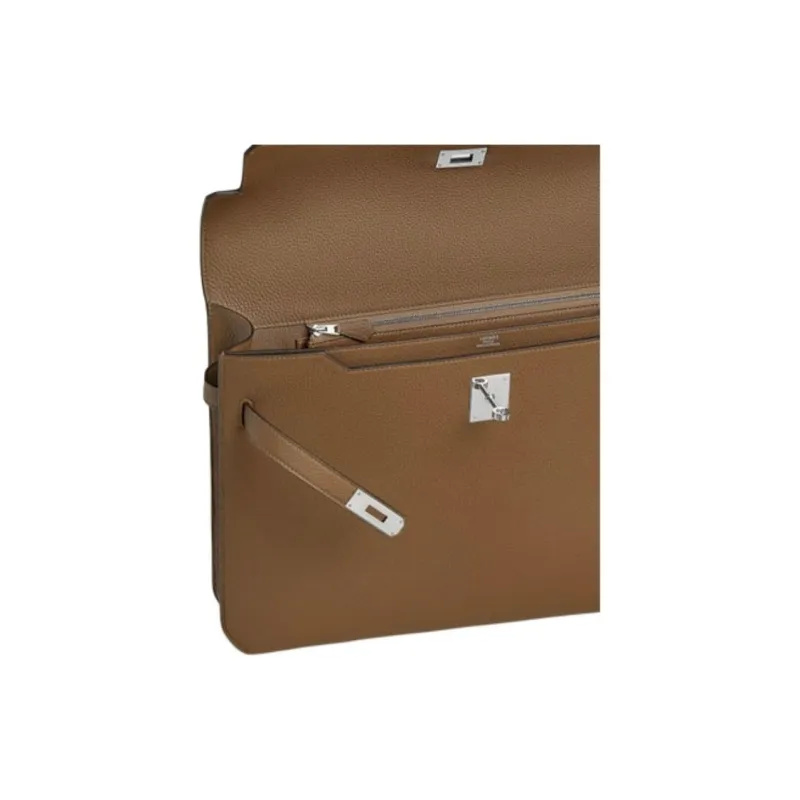HERMES Kelly Depeches Togo Calfskin Handbag Men's 3G Alezan Chestnut-3