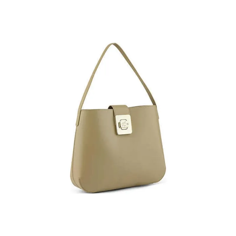 LACOSTE Cow Leather Handbag Medium Size Women's Corn Gray-1