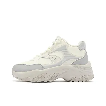 QIAODAN Spriggle Bunny IV Lightweight Height Increasing Warm High Top Chunky Sneakers Women's White Gray