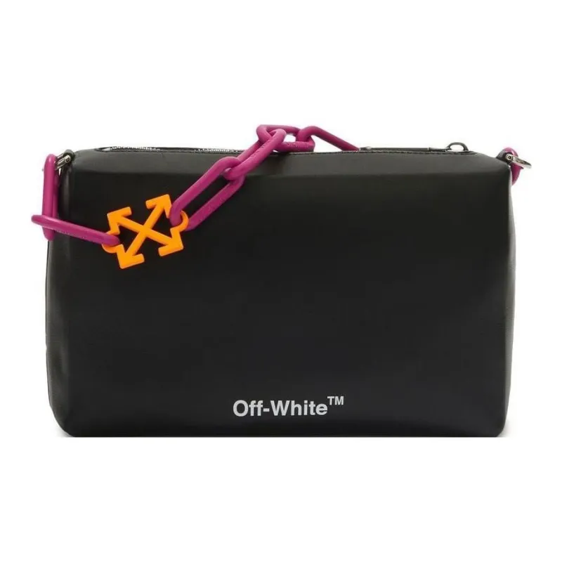 OFF WHITE Block Pouch Quote Clutch Bag Black-2