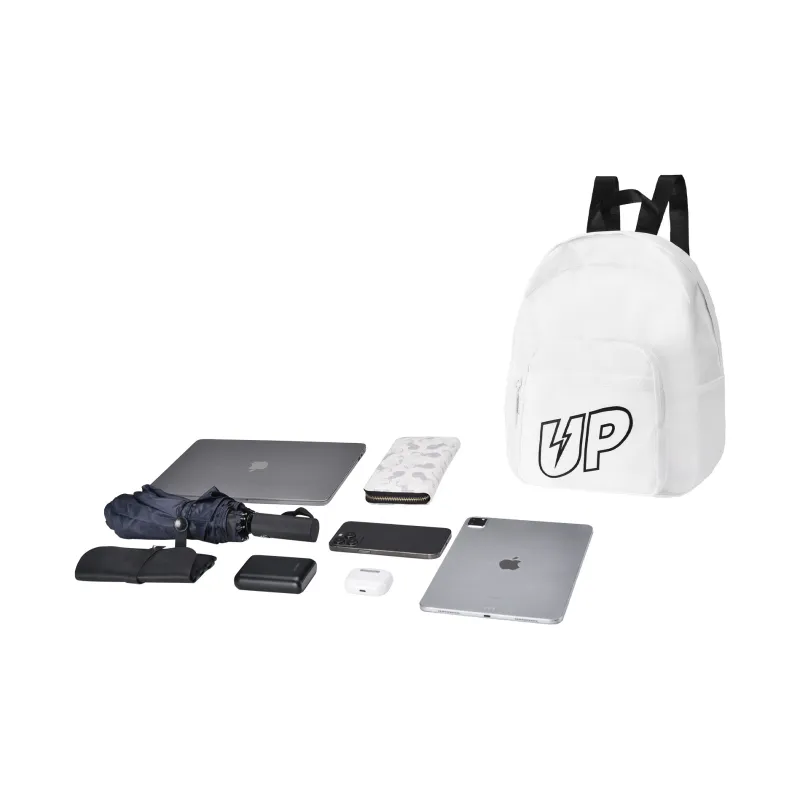 TURN UP Polyester Backpack Small Size Unisex White-4