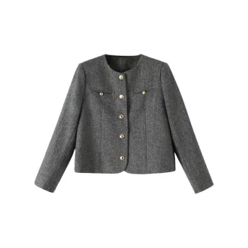 Late White Short Coats Women's Gray